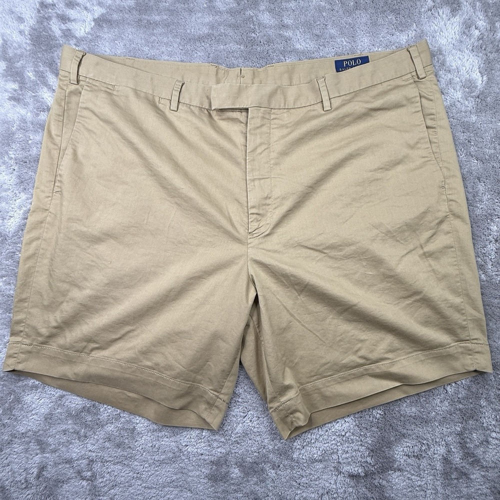 Polo Ralph Lauren Shorts Mens 42 Khaki Stretch Straight Fit Chino Flat Front
